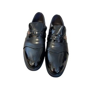 Mens Black Patent Leather Dress Shoes‎ Buckle Formal Fashion Designer Size 44